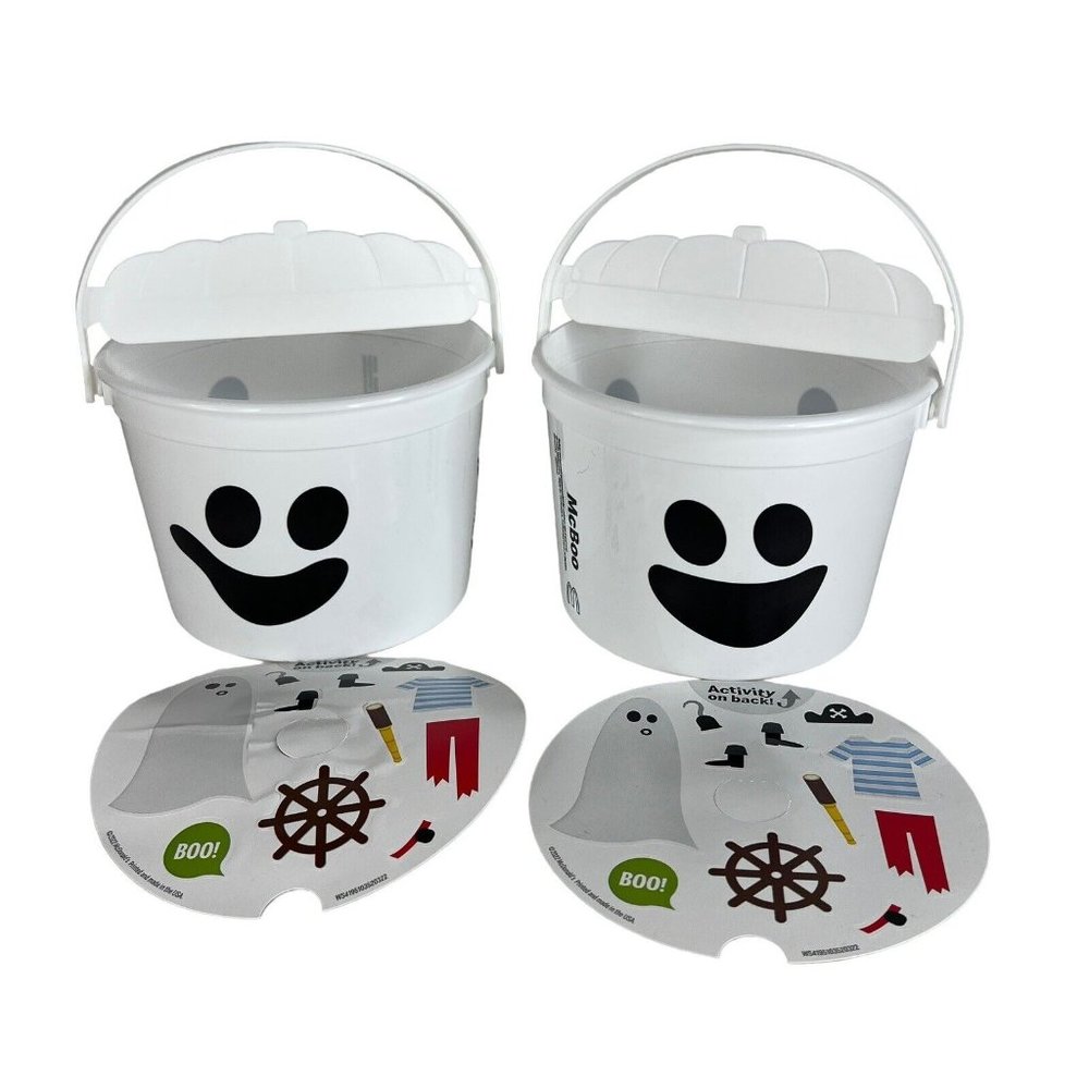2022 McDonald Happy Meal Halloween Pail Trick Or Treat Bucket White Stickers‎